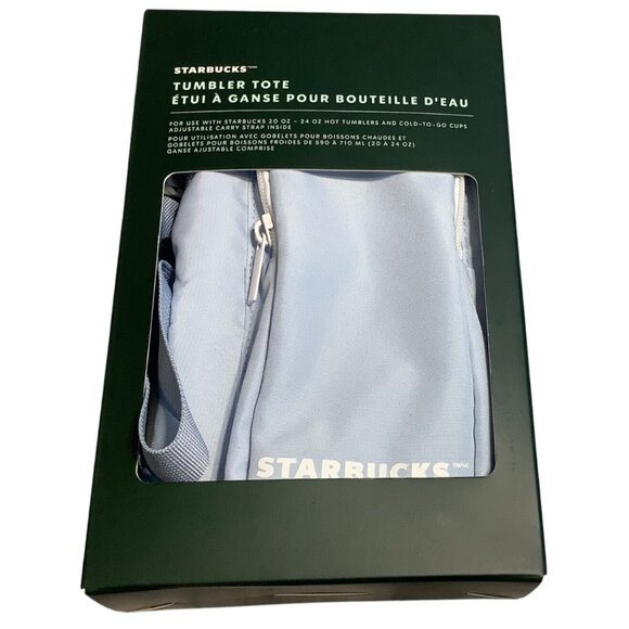 Starbucks 2025 Tumbler Tote With Adjustable Strap & Zipper Pocket Powder Blue - Picture 1 of 4